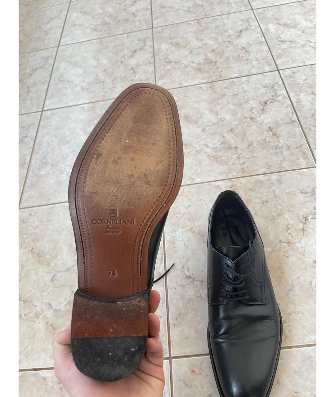 CORNELIANI Черные кожаные туфли, фото 5