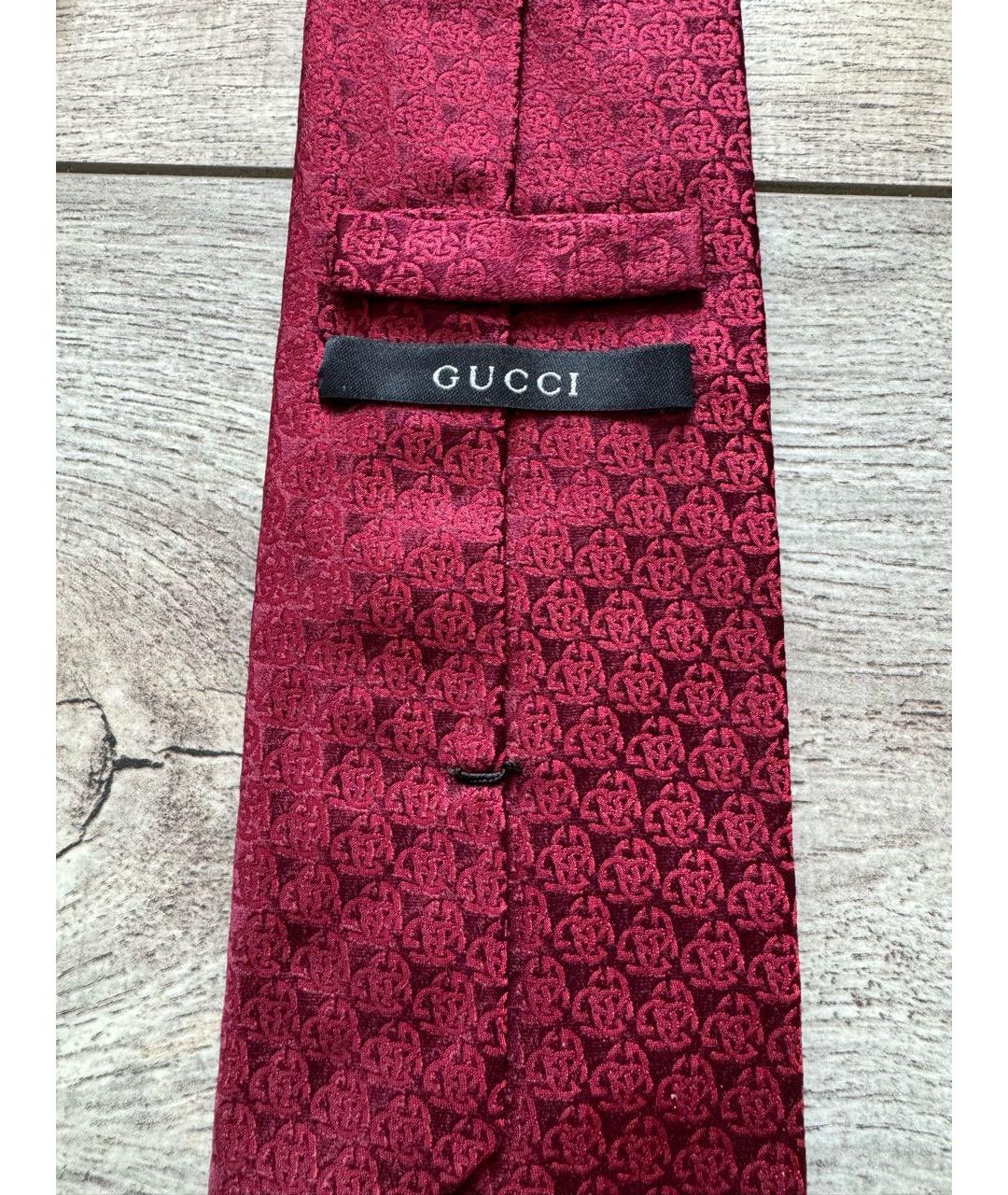 GUCCI Бордовый шелковый галстук, фото 4