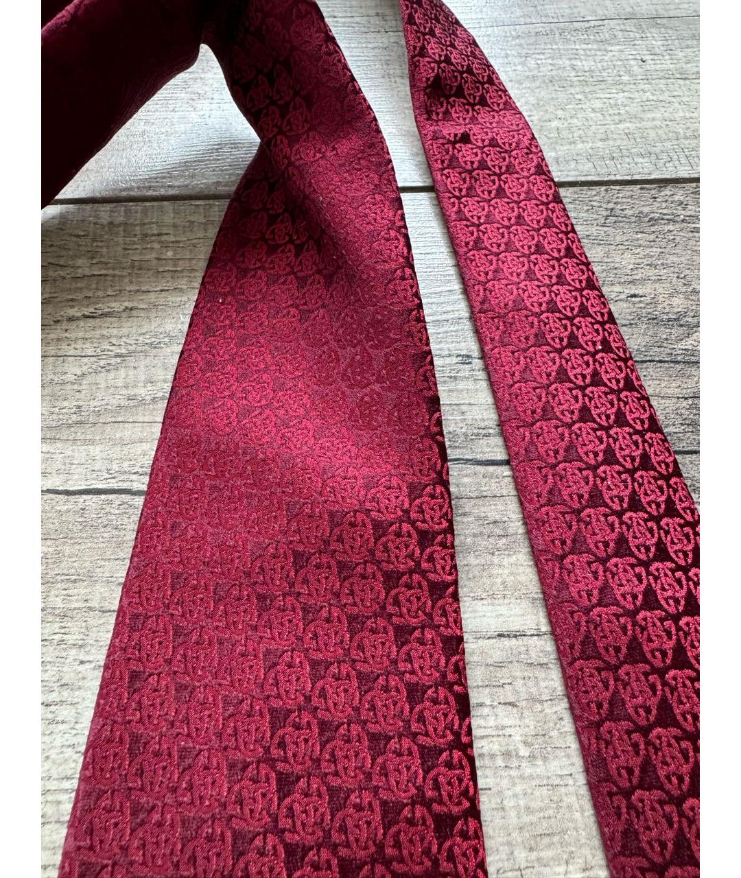 GUCCI Бордовый шелковый галстук, фото 7