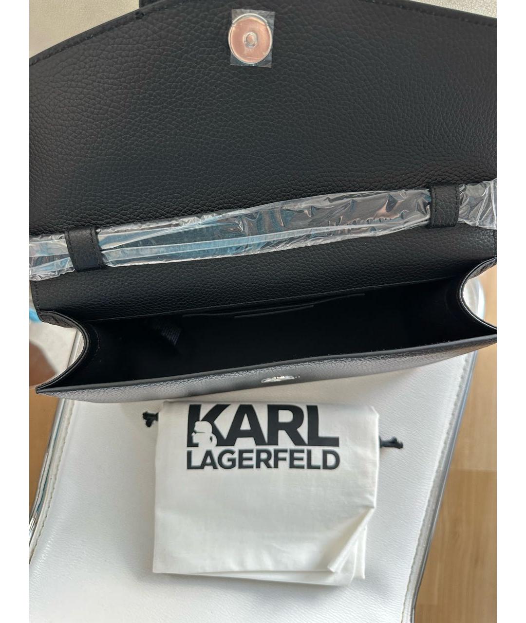 KARL LAGERFELD Черная кожаная сумка через плечо, фото 8