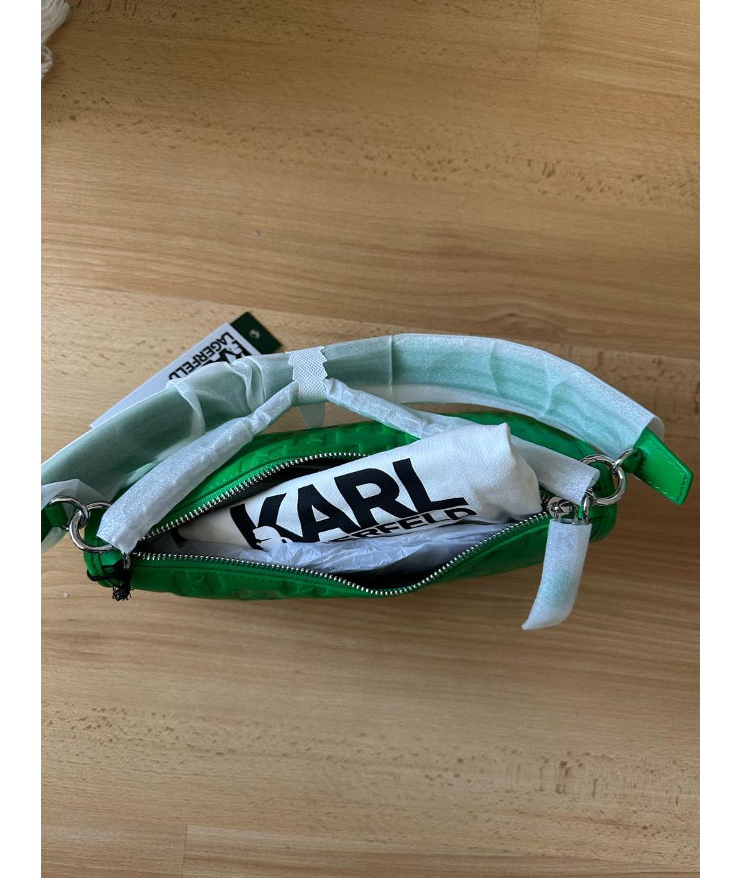 KARL LAGERFELD Зеленая кожаная сумка через плечо, фото 7