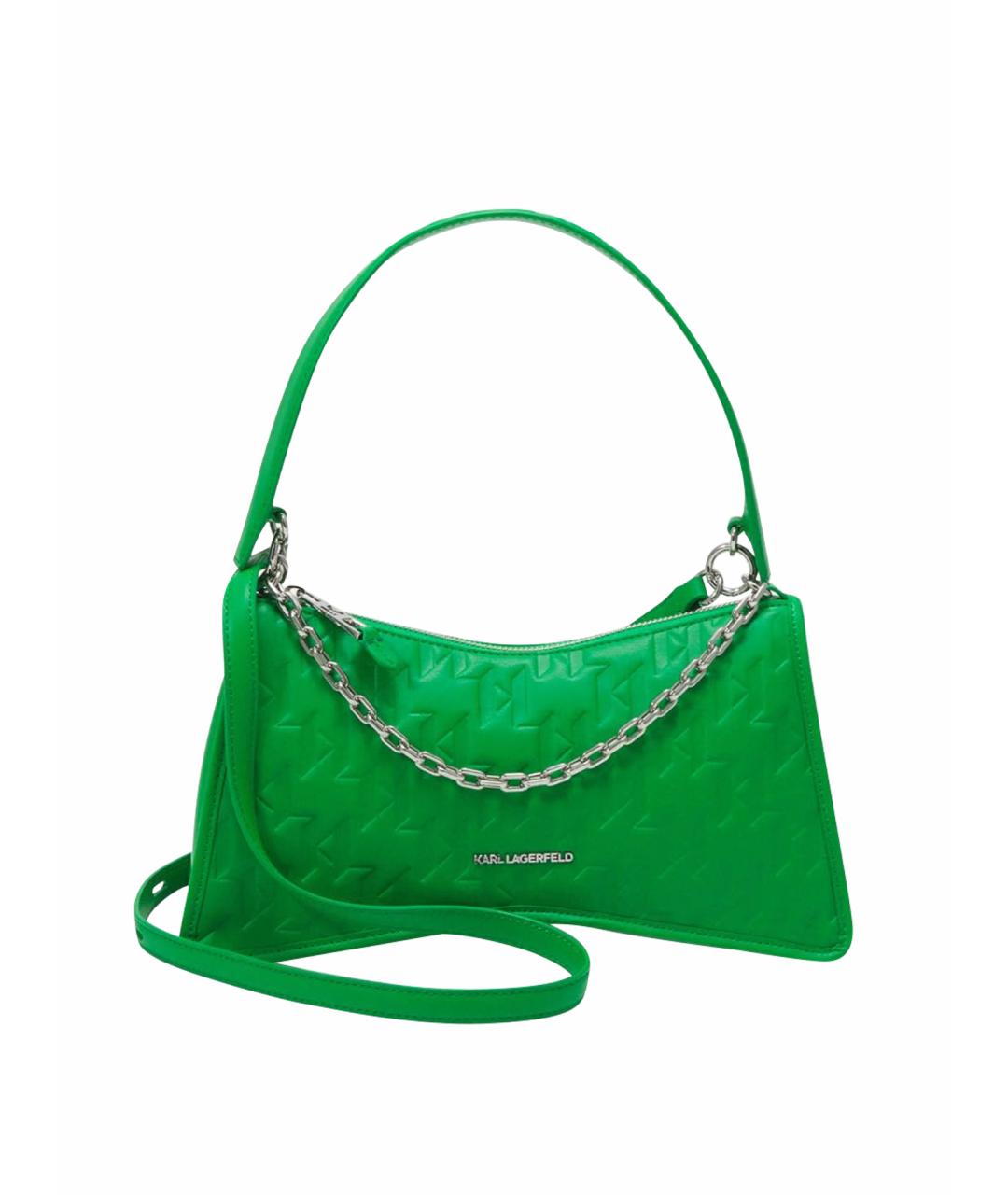 KARL LAGERFELD Зеленая кожаная сумка через плечо, фото 1