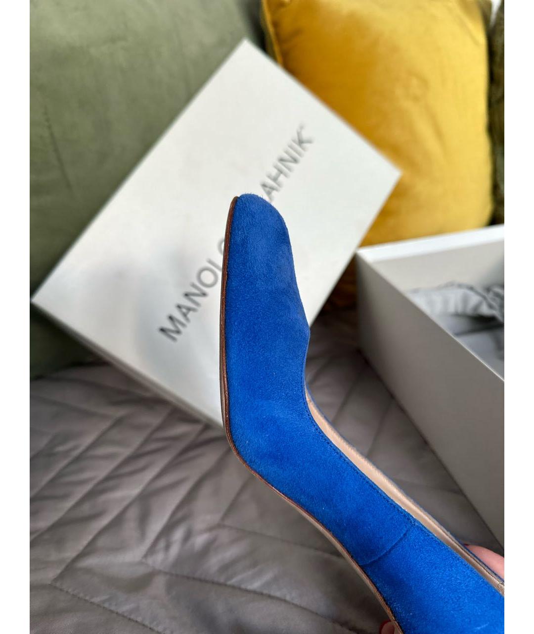 MANOLO BLAHNIK Синие замшевые туфли, фото 7