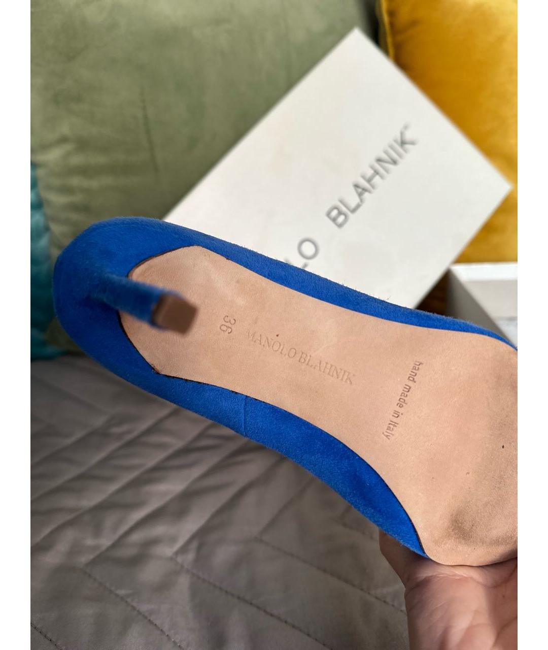 MANOLO BLAHNIK Синие замшевые туфли, фото 8