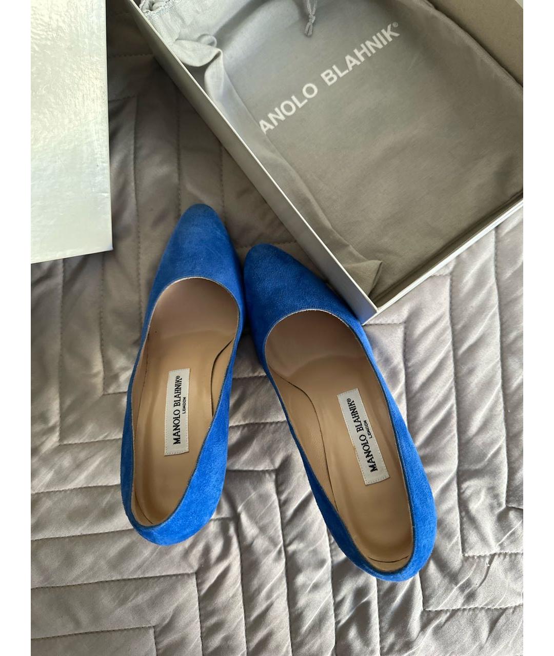 MANOLO BLAHNIK Синие замшевые туфли, фото 3