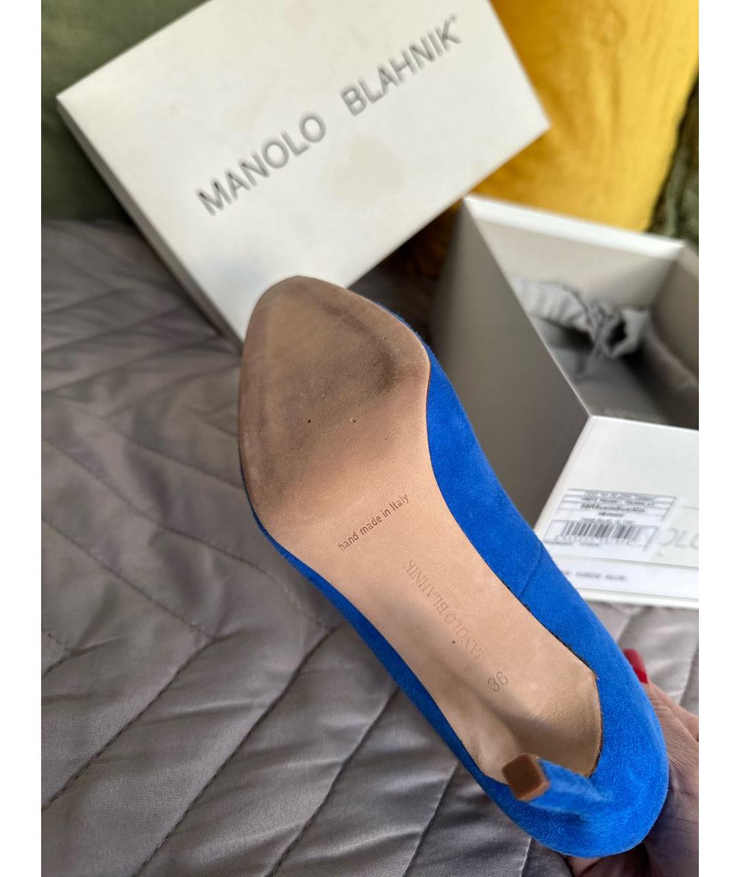 MANOLO BLAHNIK Синие замшевые туфли, фото 6