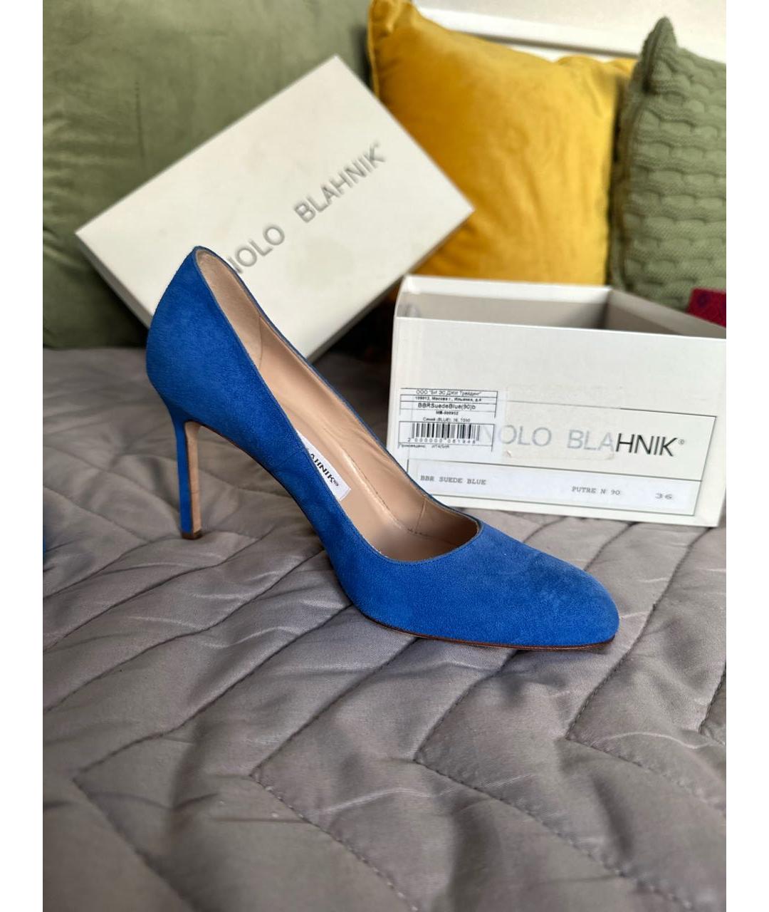 MANOLO BLAHNIK Синие замшевые туфли, фото 9