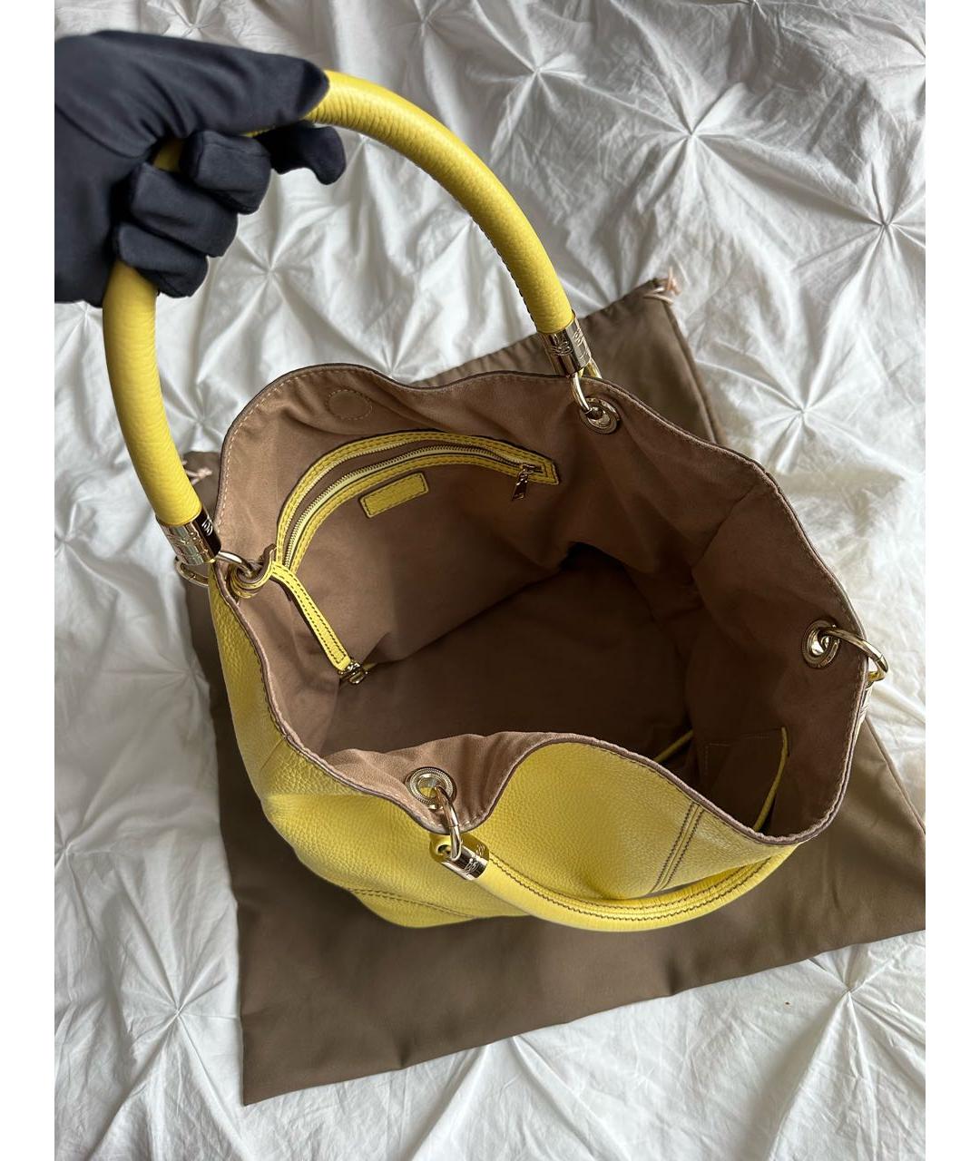 LANCEL Желтая кожаная сумка тоут, фото 4