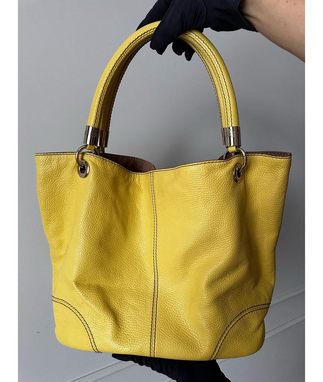 LANCEL Желтая кожаная сумка тоут, фото 9
