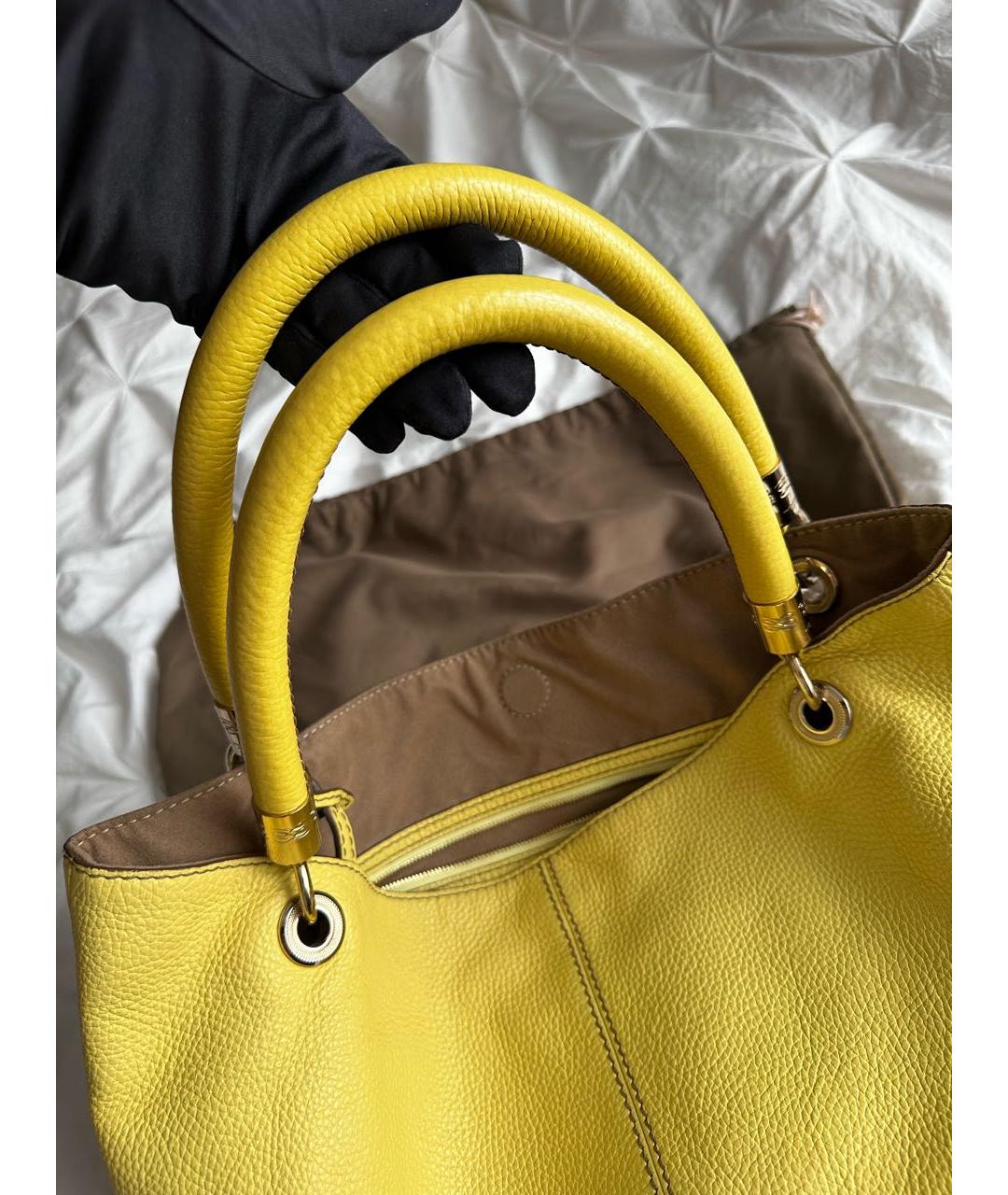 LANCEL Желтая кожаная сумка тоут, фото 6