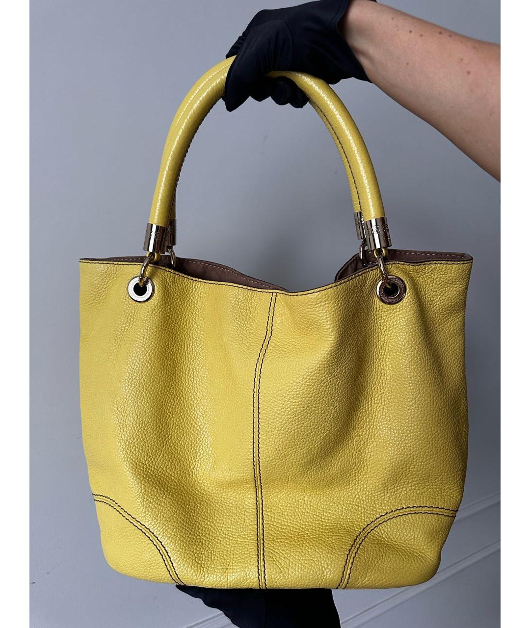 LANCEL Желтая кожаная сумка тоут, фото 3