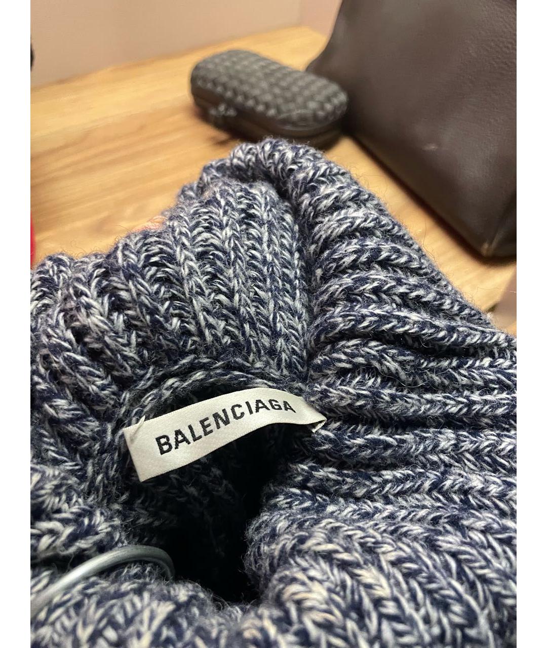 BALENCIAGA Темно-синий шерстяной джемпер / свитер, фото 8