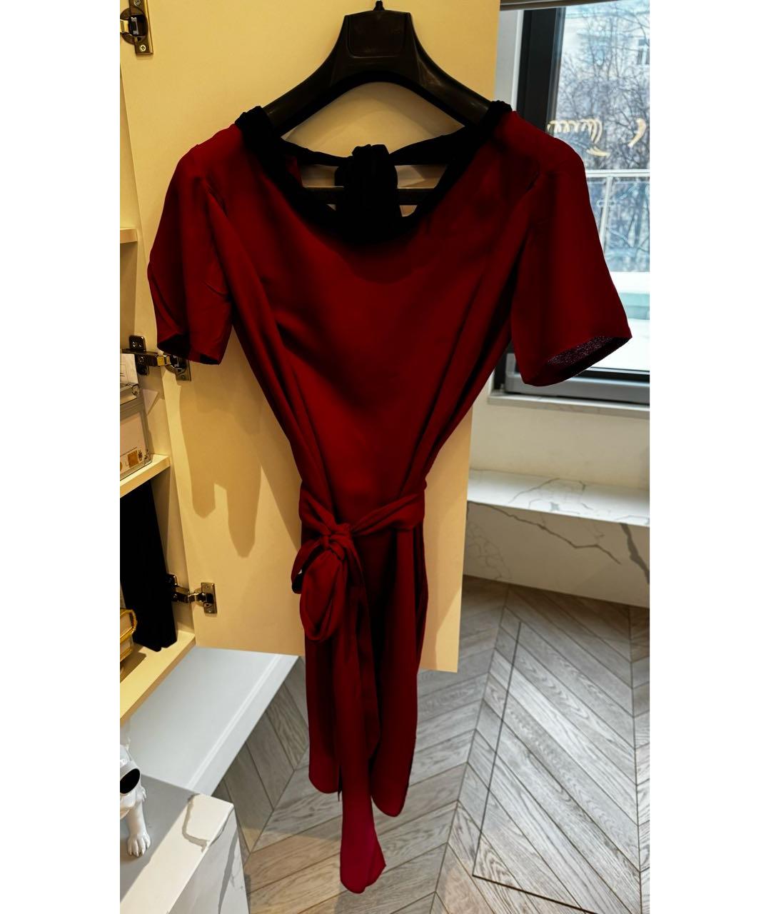 PRADA Бордовое шелковое коктейльное платье, фото 3