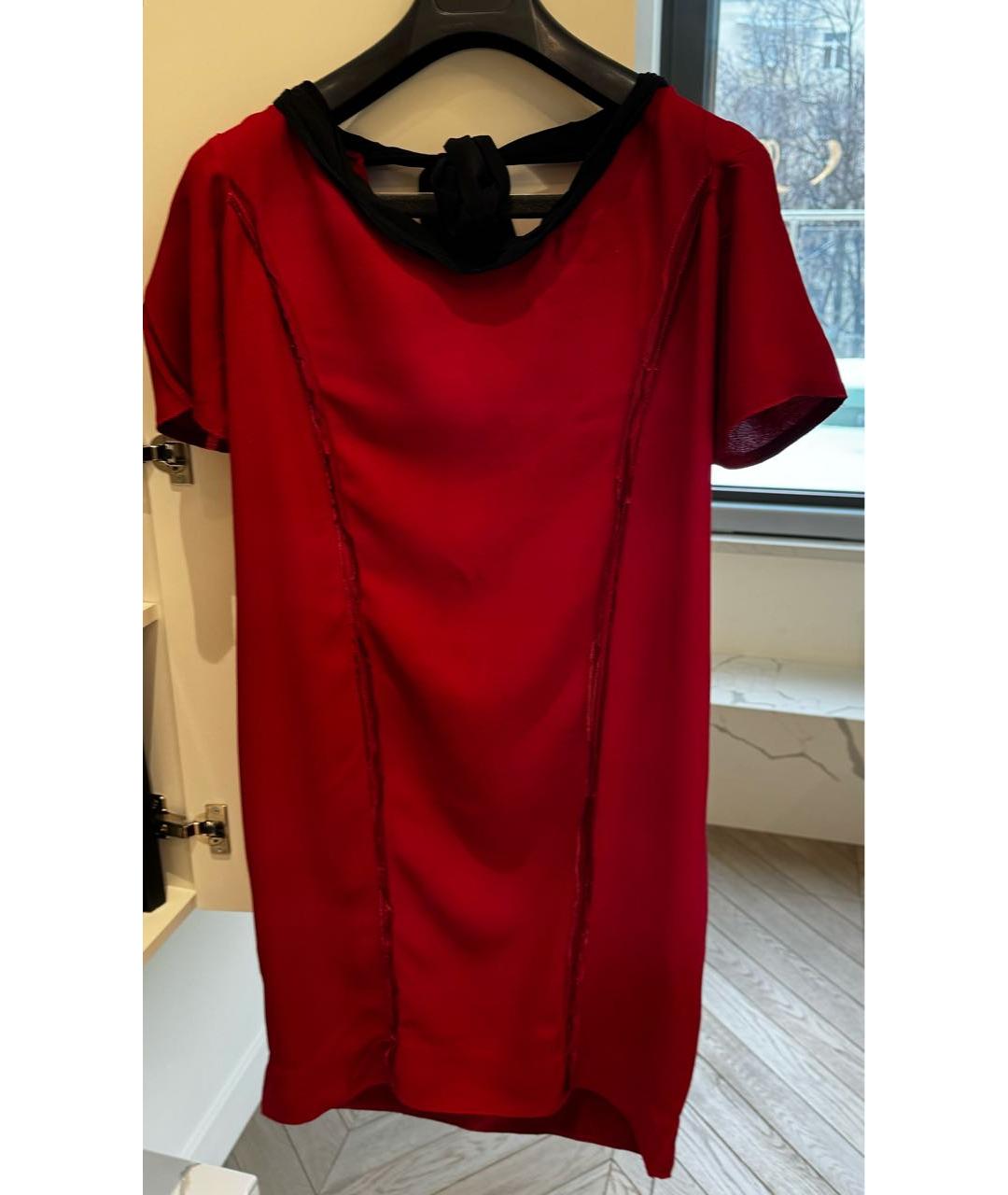 PRADA Бордовое шелковое коктейльное платье, фото 6