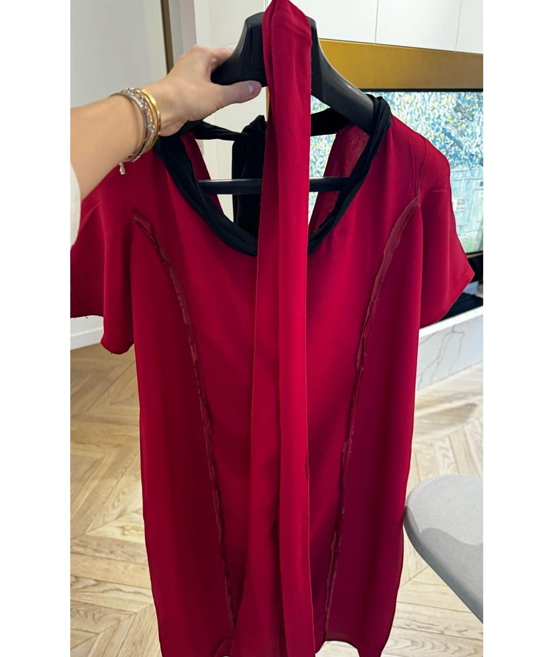 PRADA Бордовое шелковое коктейльное платье, фото 4