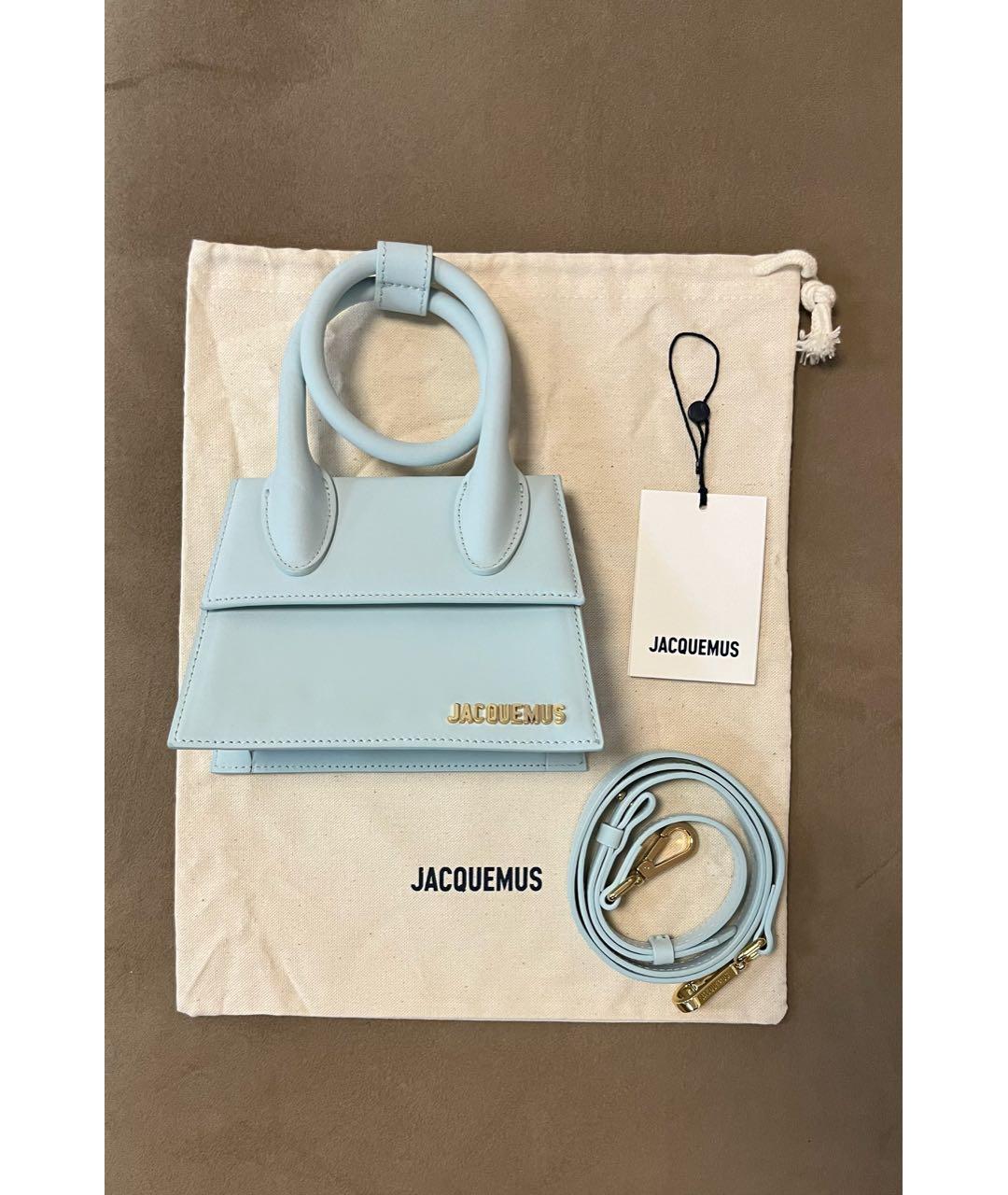 JACQUEMUS Голубая замшевая сумка через плечо, фото 6