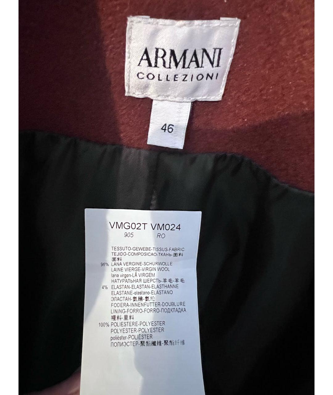 ARMANI COLLEZIONI Коричневое шерстяное пальто, фото 4