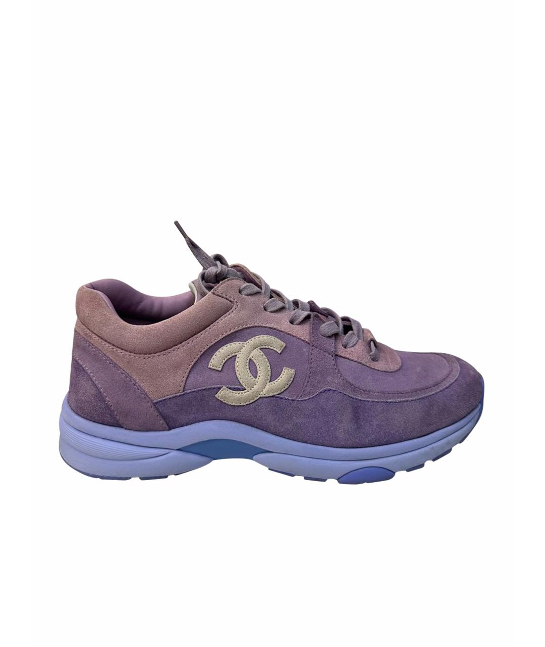 CHANEL PRE-OWNED Фиолетовые замшевые кроссовки, фото 1