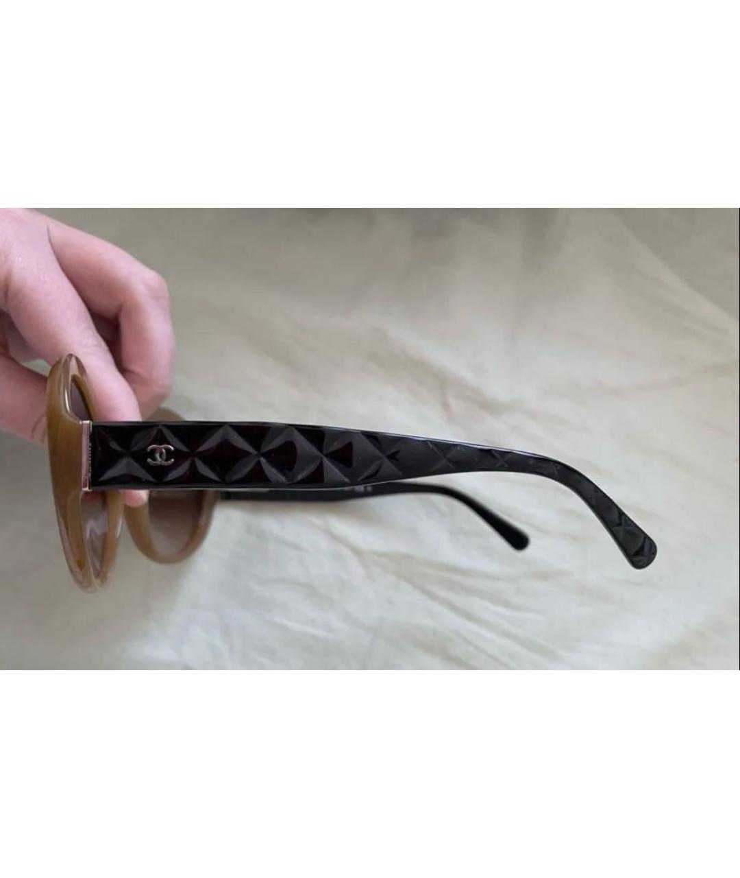 CHANEL Коричневые пластиковые солнцезащитные очки, фото 3