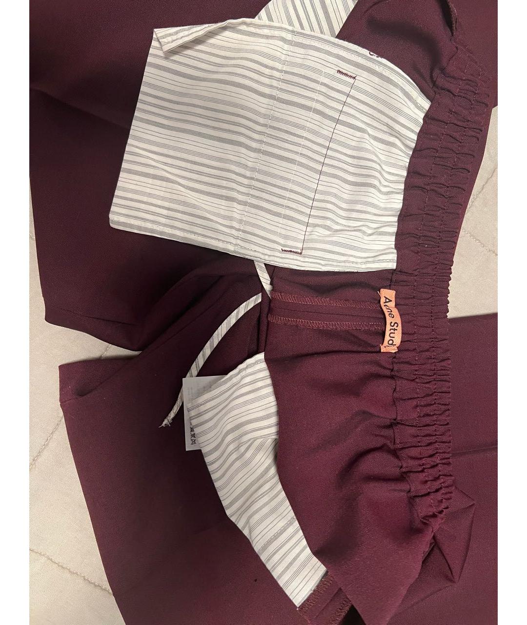 ACNE STUDIOS Бордовые шерстяные прямые брюки, фото 4