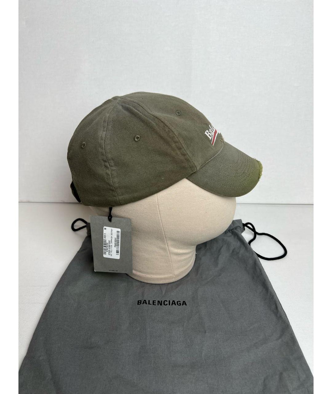 BALENCIAGA Хаки хлопковая кепка, фото 2