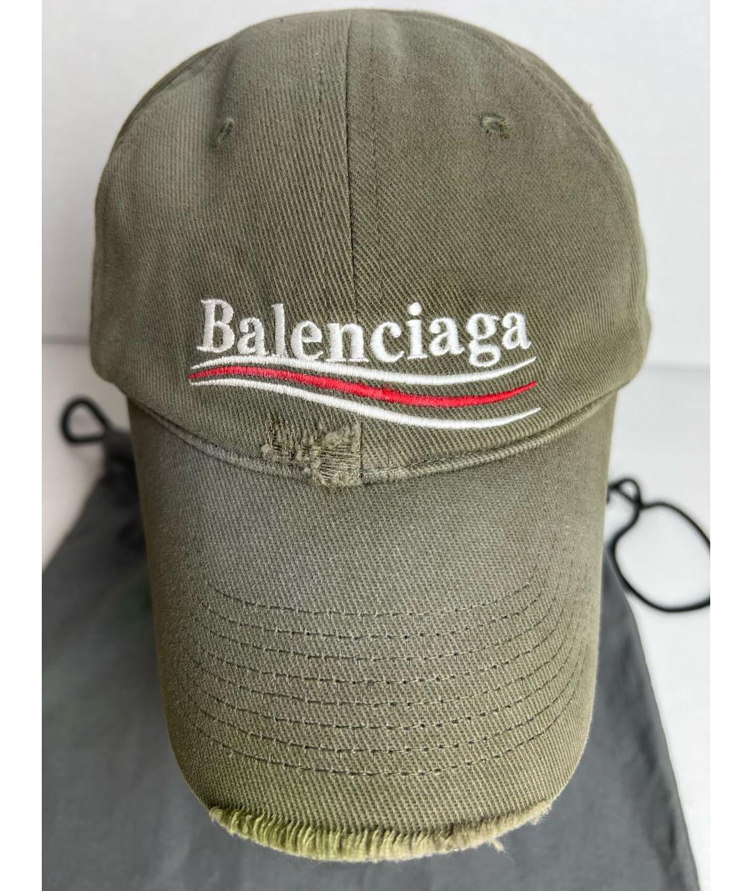 BALENCIAGA Хаки хлопковая кепка, фото 4