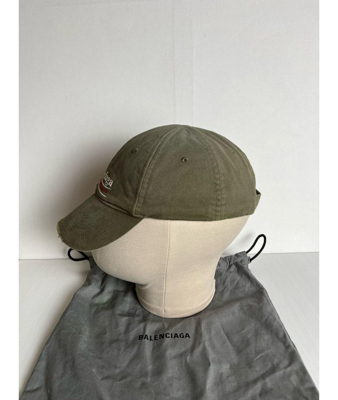 BALENCIAGA Хаки хлопковая кепка, фото 3