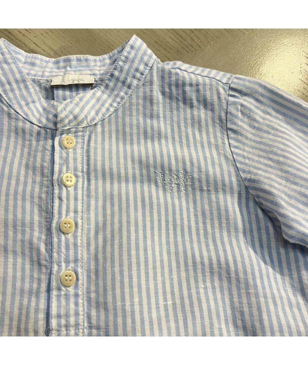 IL GUFO Голубая льняная детская рубашка, фото 3