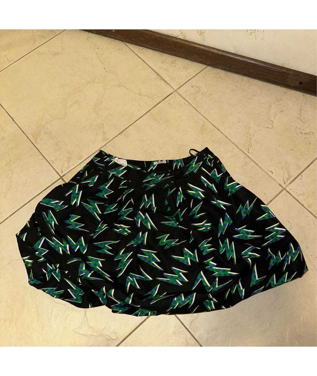 MIU MIU Черная шелковая юбка мини, фото 6