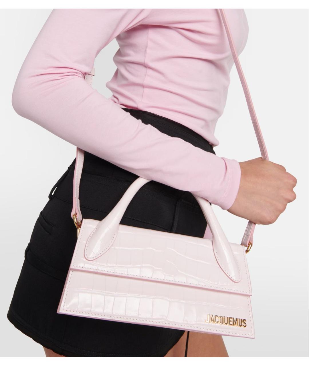 JACQUEMUS Розовая кожаная сумка через плечо, фото 7