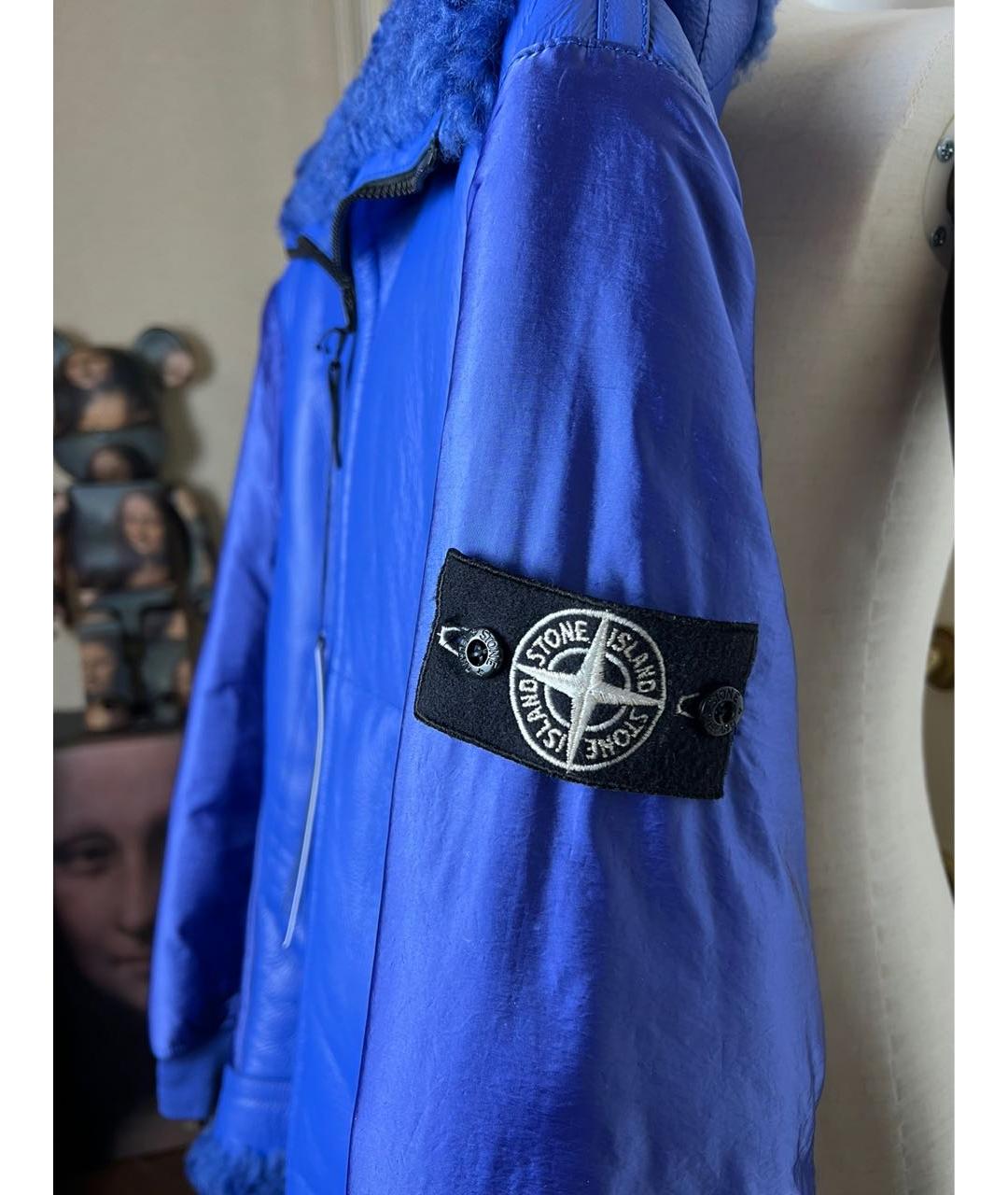 STONE ISLAND Синяя кожаная дубленка/шуба, фото 5