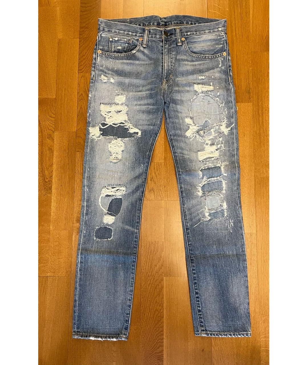 RALPH LAUREN DENIM & SUPPLY Синие хлопковые прямые джинсы, фото 9