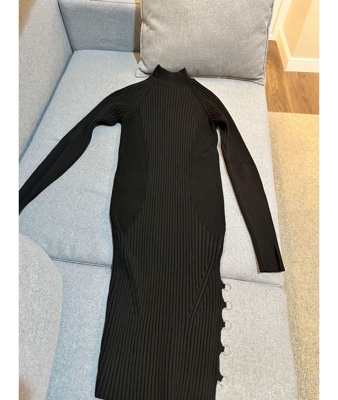 JACQUEMUS Черное хлопко-эластановое коктейльное платье, фото 3
