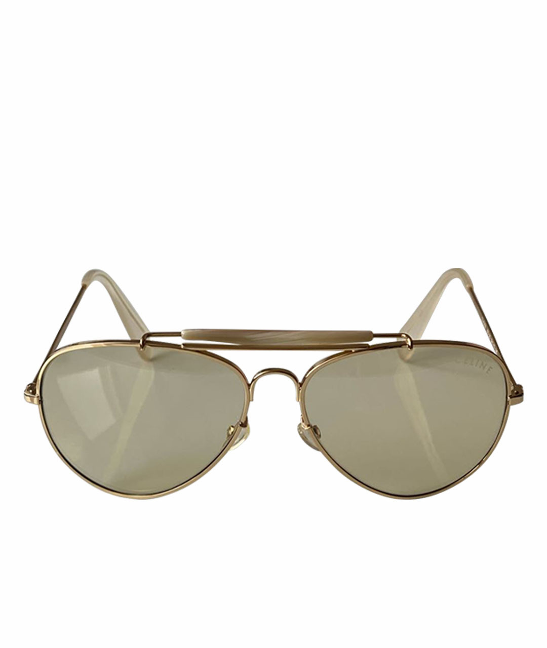 CELINE PRE-OWNED Бежевые металлические солнцезащитные очки, фото 1