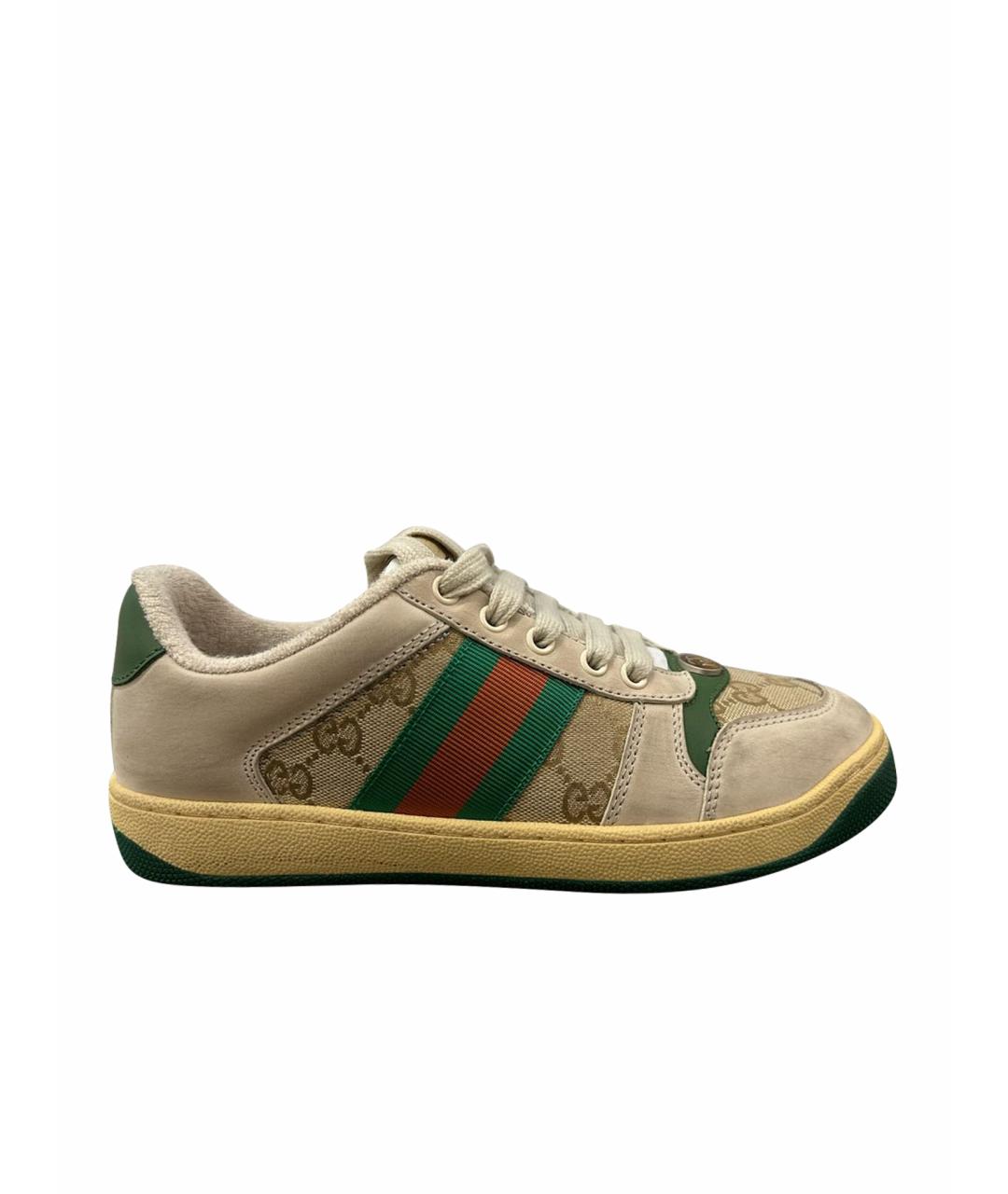 GUCCI Бежевые замшевые кеды, фото 1