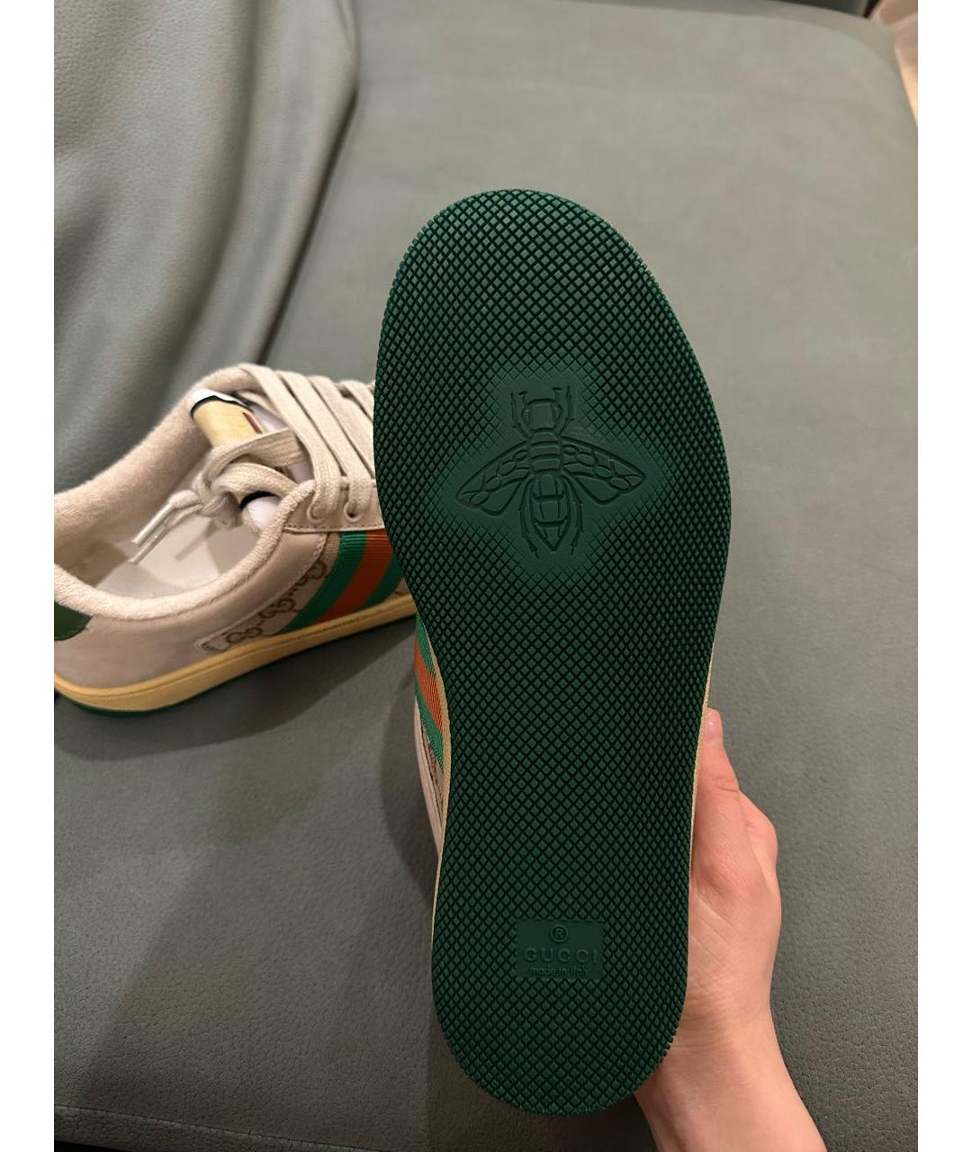 GUCCI Бежевые замшевые кеды, фото 5