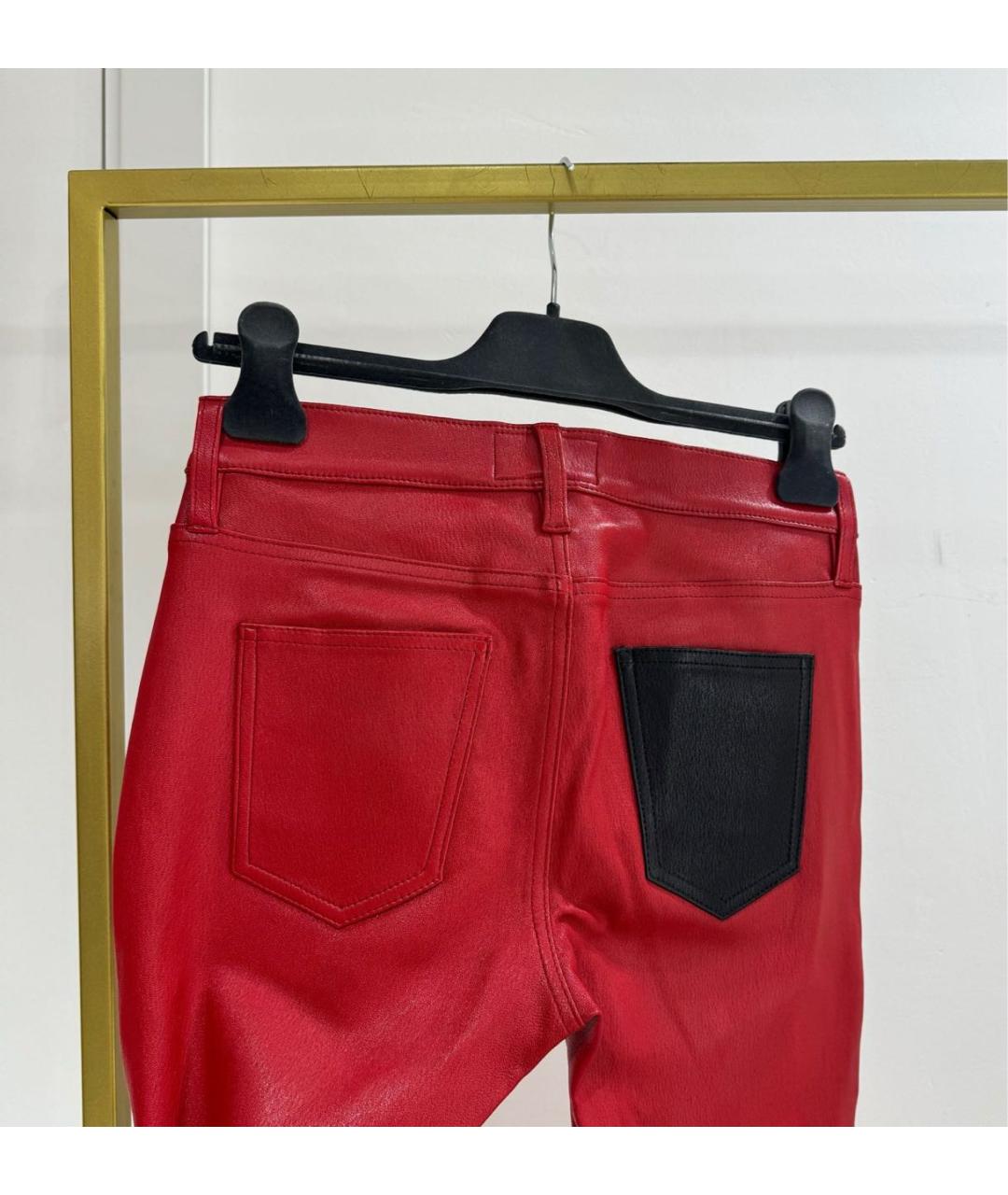 CURRENT/ELLIOTT Красные кожаные брюки узкие, фото 2