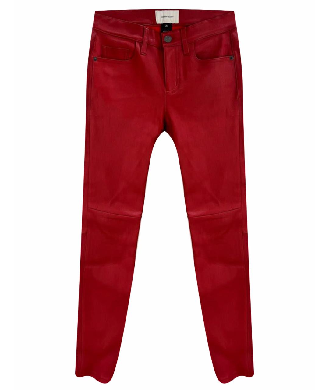 CURRENT/ELLIOTT Красные кожаные брюки узкие, фото 1