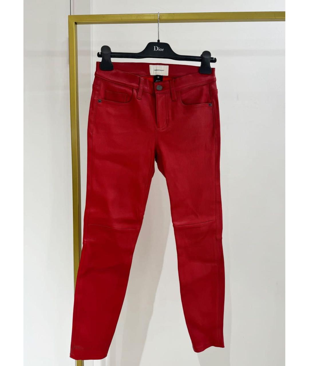 CURRENT/ELLIOTT Красные кожаные брюки узкие, фото 3