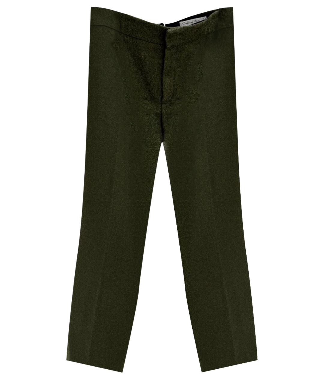 CHRISTIAN DIOR PRE-OWNED Зеленые шерстяные прямые брюки, фото 4