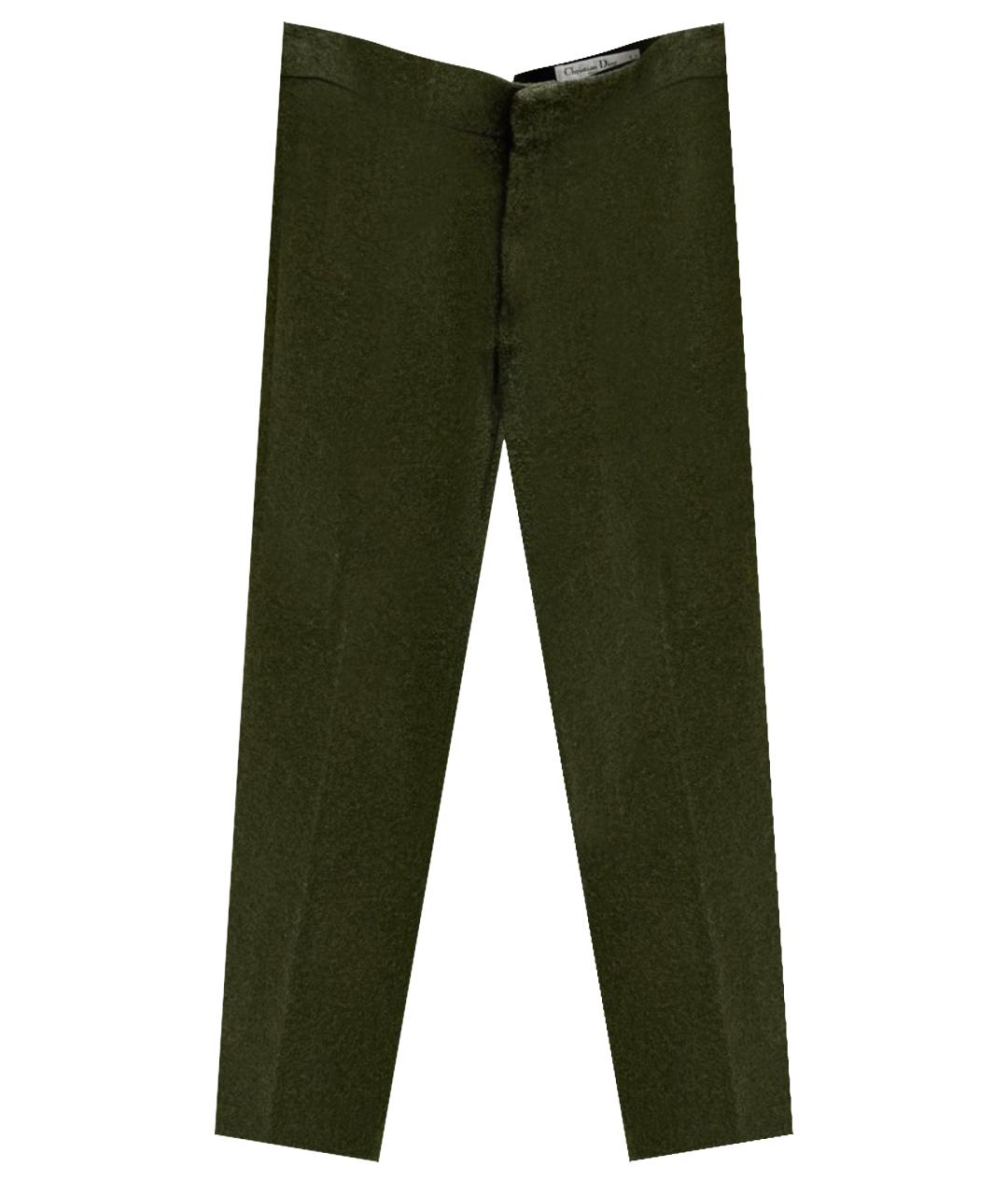 CHRISTIAN DIOR PRE-OWNED Зеленые шерстяные прямые брюки, фото 1