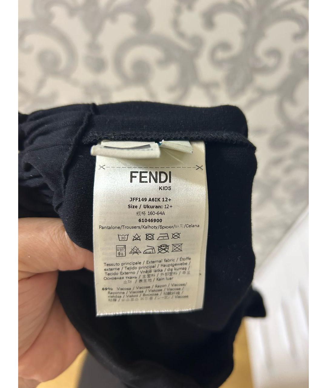 FENDI KIDS Черные вискозные брюки и шорты, фото 4