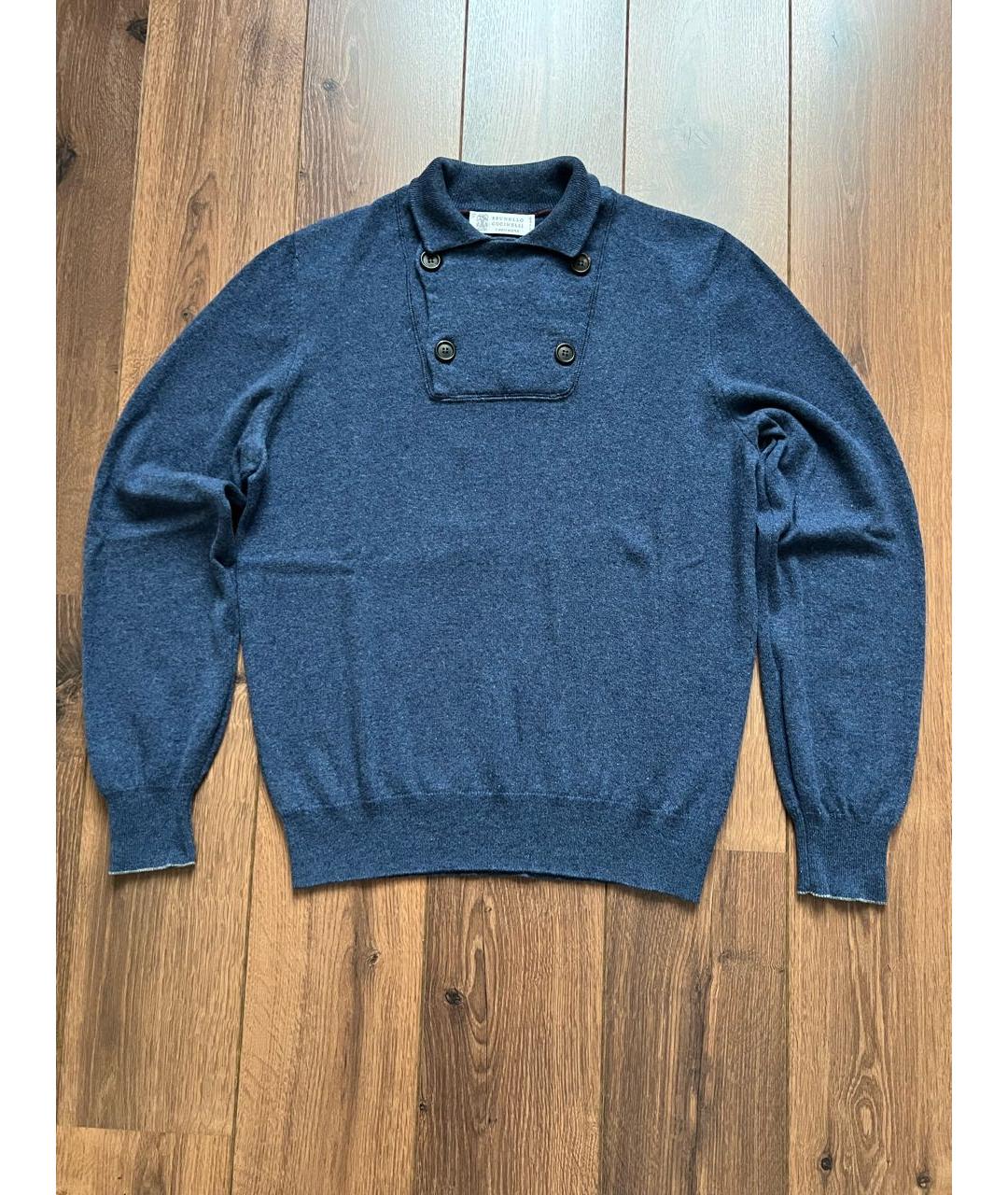 BRUNELLO CUCINELLI Синий кашемировый джемпер / свитер, фото 7