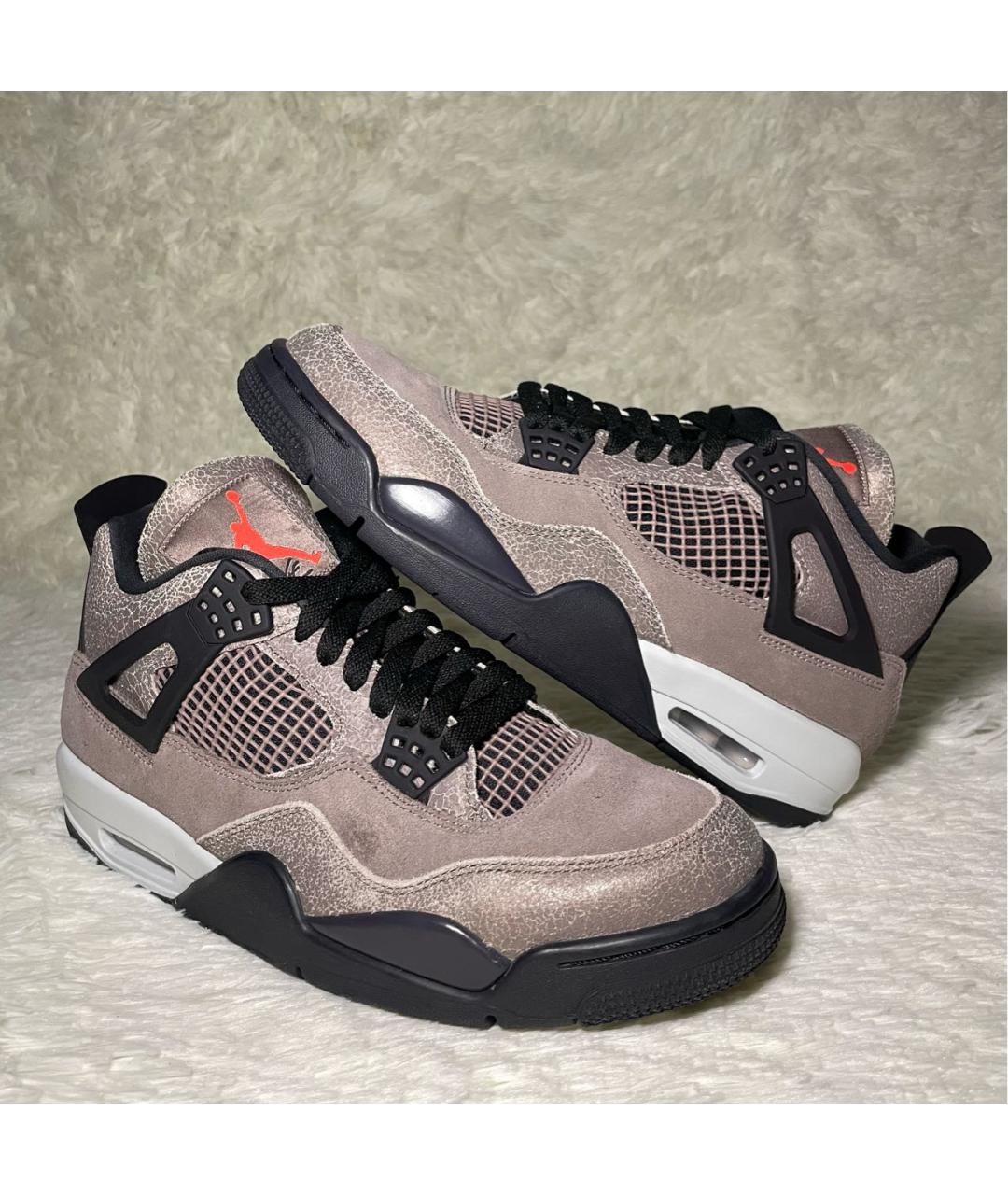 JORDAN Коричневые кожаные высокие кроссовки / кеды, фото 3