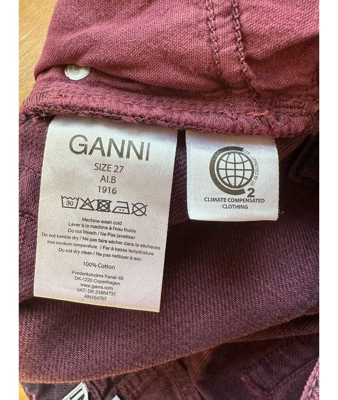 GANNI Фиолетовые хлопко-эластановые джинсы клеш, фото 7