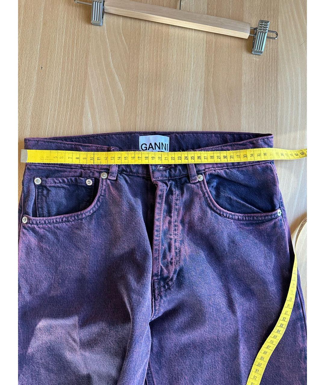 GANNI Фиолетовые хлопко-эластановые джинсы клеш, фото 6