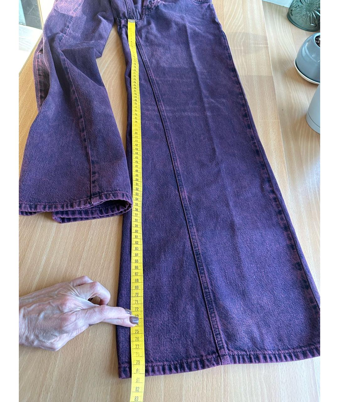 GANNI Фиолетовые хлопко-эластановые джинсы клеш, фото 9