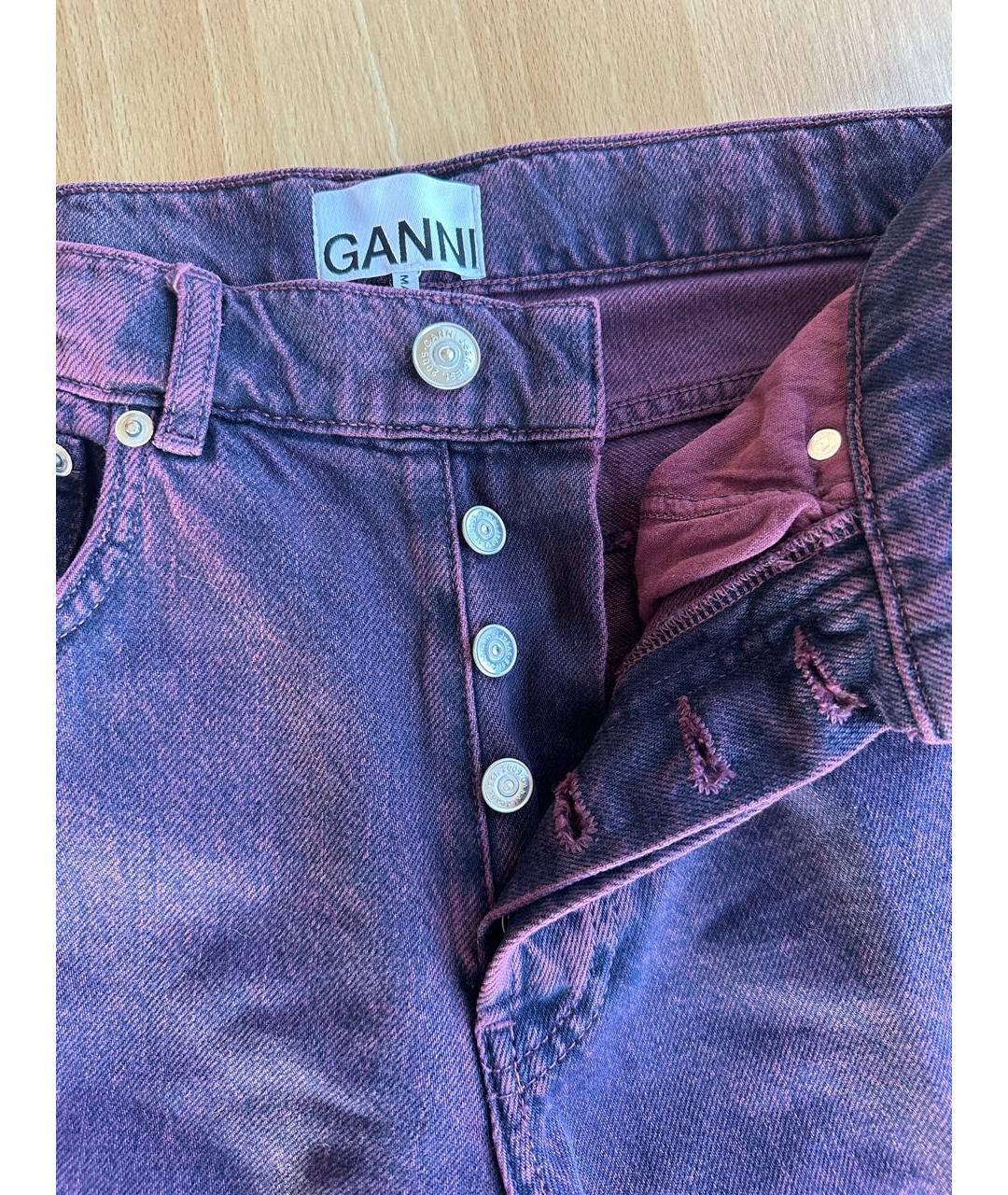GANNI Фиолетовые хлопко-эластановые джинсы клеш, фото 4