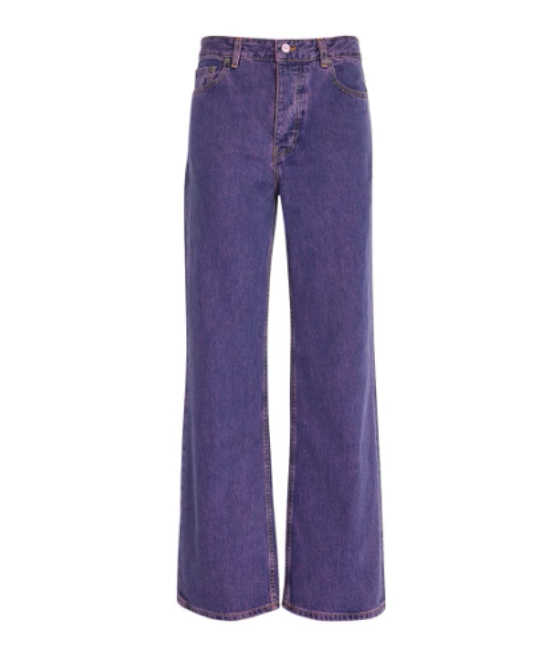 GANNI Фиолетовые хлопко-эластановые джинсы клеш, фото 1