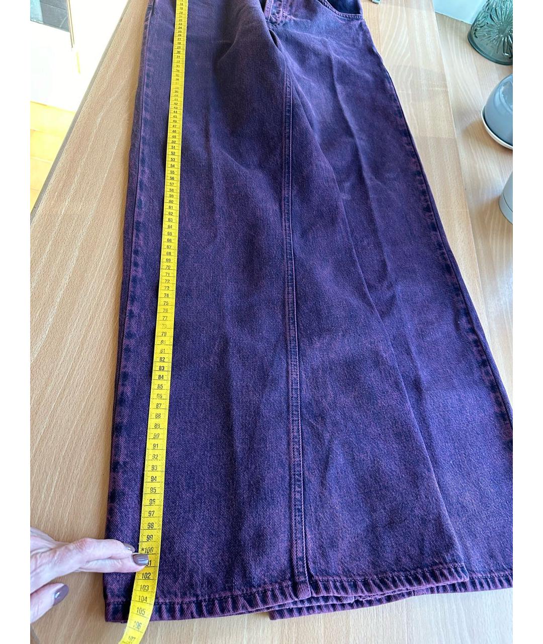 GANNI Фиолетовые хлопко-эластановые джинсы клеш, фото 8
